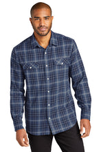 Load image into Gallery viewer, Port Authority® Long Sleeve Ombre Plaid Shirt (W672)