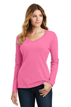 Load image into Gallery viewer, Port & Company® Ladies Long Sleeve Fan Favorite™ V-Neck Tee (LPC450VLS)